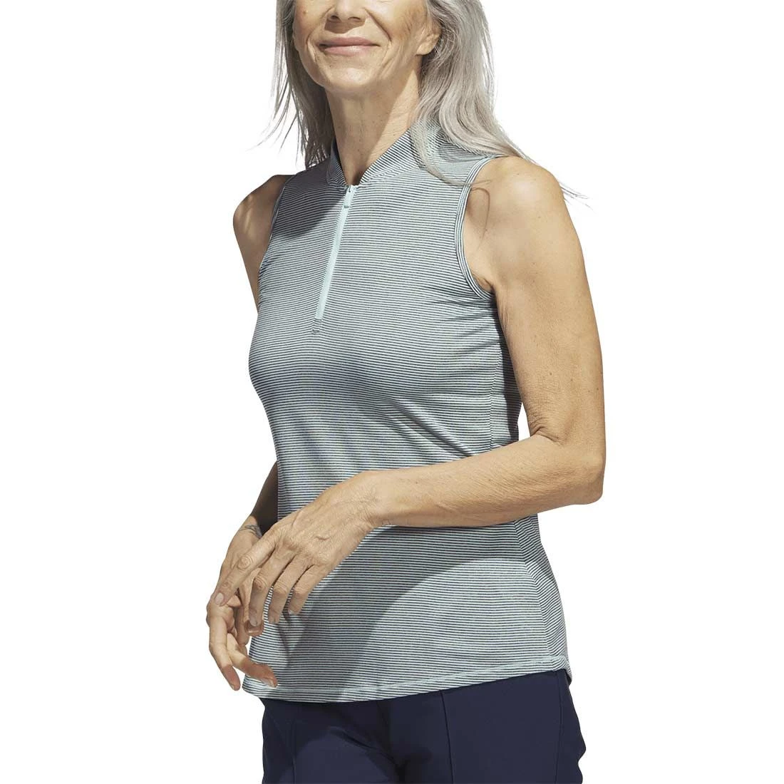 Adidas Women's Two Color Ottoman Sleeveless Polo 8 Adidas Women's Two Color Ottoman Sleeveless Polo - Image 8