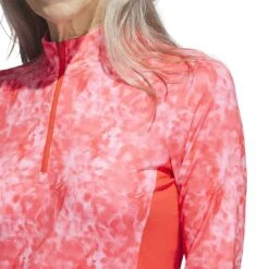 Adidas Women's Essentials Long Sleeve Printed Mock Polo -Callaway Store adidas 2023 womens essentials long sleeve printed mock polo bight red detail1 itempicture