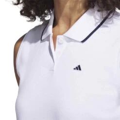 Adidas 2023 Women's Go-To Pique Sleeveless Polo -Callaway Store adidas 23 womens go to pique sleeveless polo white detail itempicture