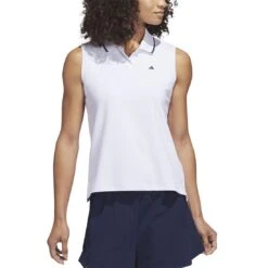 Adidas 2023 Women's Go-To Pique Sleeveless Polo -Callaway Store adidas 23 womens go to pique sleeveless polo white itempicture