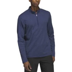 Adidas 3-Stripe Quarter Zip Layering -Callaway Store adidas 3 stripe quarter zip layering collegiate navy model front itempicture
