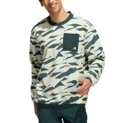 Adidas Texture Print Crewneck 9 Adidas Texture Print Crewneck -Callaway Store adidas fw22 texture print crewneck linen green front itempicture