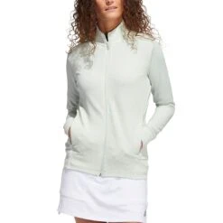 Adidas Women's Textured Full Zip Jacket -Callaway Store adidas fw22 womens textured full zip jacket linen green itempicture