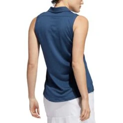 Adidas FW22 Women's Textured Sleeveless Polo -Callaway Store adidas fw22 womens textured sleeveless polo crew navy back itempicture