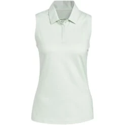 Adidas FW22 Women's Textured Sleeveless Polo -Callaway Store adidas fw22 womens textured sleeveless polo linen green front itempicture