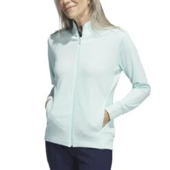 Adidas Women's Textured Full Zip Jacket -Callaway Store adidas fw23 womens textured full zip jacket semi flash aqua model itempicture