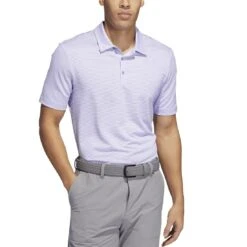 Adidas Ottoman Stripe Polo -Callaway Store adidas ottoman stripe polo light purple white model front itempicture