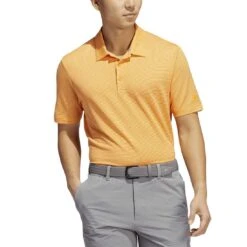 Adidas Ottoman Stripe Polo -Callaway Store adidas ottoman stripe polo orange rush pulse amber model front itempicture