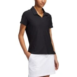 Adidas S21 Women's Go-To Short Sleeve Polo -Callaway Store adidas s21 womens go to short sleeve polo black on model itempicture