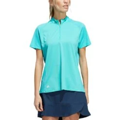 Adidas Women's Short Sleeve Mock Neck Polo -Callaway Store adidas ss22 womens short sleeve mock neck polo semi mint rush itempicture