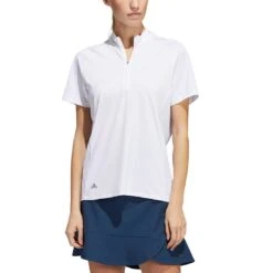Adidas Women's Short Sleeve Mock Neck Polo -Callaway Store adidas ss22 womens short sleeve mock neck polo white itempicture