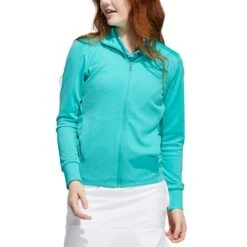Adidas Women's Textured Full Zip Jacket -Callaway Store adidas ss22 womens textured full zip jacket semi mint rush model itempicture