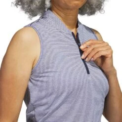 Adidas Women's Two Color Ottoman Sleeveless Polo 15 Adidas Women's Two Color Ottoman Sleeveless Polo -Callaway Store adidas ss23 w two color ottoman sleeveless polo collegiate navy detail2 itempicture