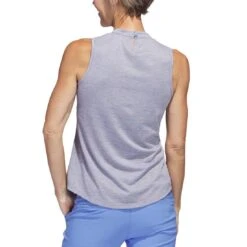 Adidas Women's Heathered Essentials Mock Sleeveless -Callaway Store adidas ss23 womens heathered essentials mock blue fusion back itempicture