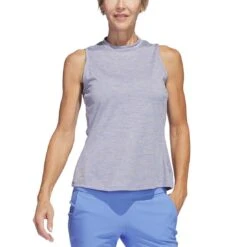 Adidas Women's Heathered Essentials Mock Sleeveless -Callaway Store adidas ss23 womens heathered essentials mock blue fusion itempicture