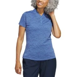 Adidas Women's Jacquard Polo 9 Adidas Women's Jacquard Polo -Callaway Store adidas ss23 womens jacquard polo blue fusion itempicture