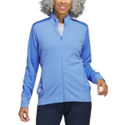 Adidas Women's Textured Full Zip Jacket -Callaway Store adidas ss23 womens textured full zip jacket blue fusion model itempicture