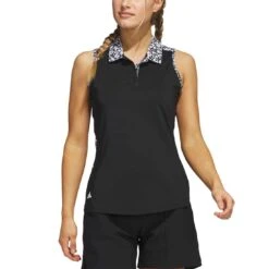 Adidas Women's Ultimate365 Printed Sleeveless Polo 8 Adidas Women's Ultimate365 Printed Sleeveless Polo -Callaway Store adidas ss23 womens ultimate365 printed sleeveless polo black itempicture