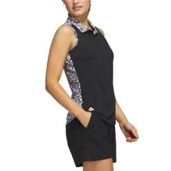 Adidas Women's Ultimate365 Printed Sleeveless Polo 9 Adidas Women's Ultimate365 Printed Sleeveless Polo -Callaway Store adidas ss23 womens ultimate365 printed sleeveless polo black side itempicture