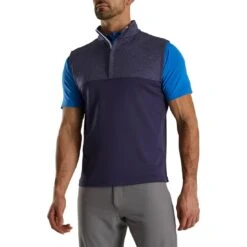 FootJoy Heather Yoke Half Zip Vest 11 FootJoy Heather Yoke Half Zip Vest -Callaway Store footjoy heather yoke half zip vest navy front itempicture