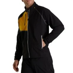 FootJoy HydroTour Rain Jacket 14 FootJoy HydroTour Rain Jacket -Callaway Store footjoy hydroknit pullover black mustard front itempicture