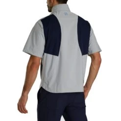 FootJoy HydroLite X Short Sleeve Rain Pullover 12 FootJoy HydroLite X Short Sleeve Rain Pullover -Callaway Store footjoy hydrolite x short sleeve rain pullover grey navy back itempicture