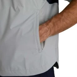 FootJoy HydroLite X Short Sleeve Rain Pullover 13 FootJoy HydroLite X Short Sleeve Rain Pullover -Callaway Store footjoy hydrolite x short sleeve rain pullover grey navy detail itempicture