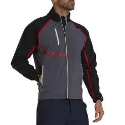 FootJoy HydroTour Rain Jacket 12 FootJoy HydroTour Rain Jacket -Callaway Store footjoy hydrotour rain jacket black charcoal red front itempicture