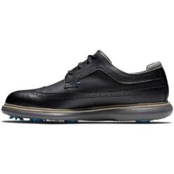 FootJoy Traditions Wing Tip Golf Shoes Black/Blue/Grey 9 FootJoy Traditions Wing Tip Golf Shoes Black/Blue/Grey -Callaway Store footjoy traditions wing tip golf shoes black blue grey instep itempicture