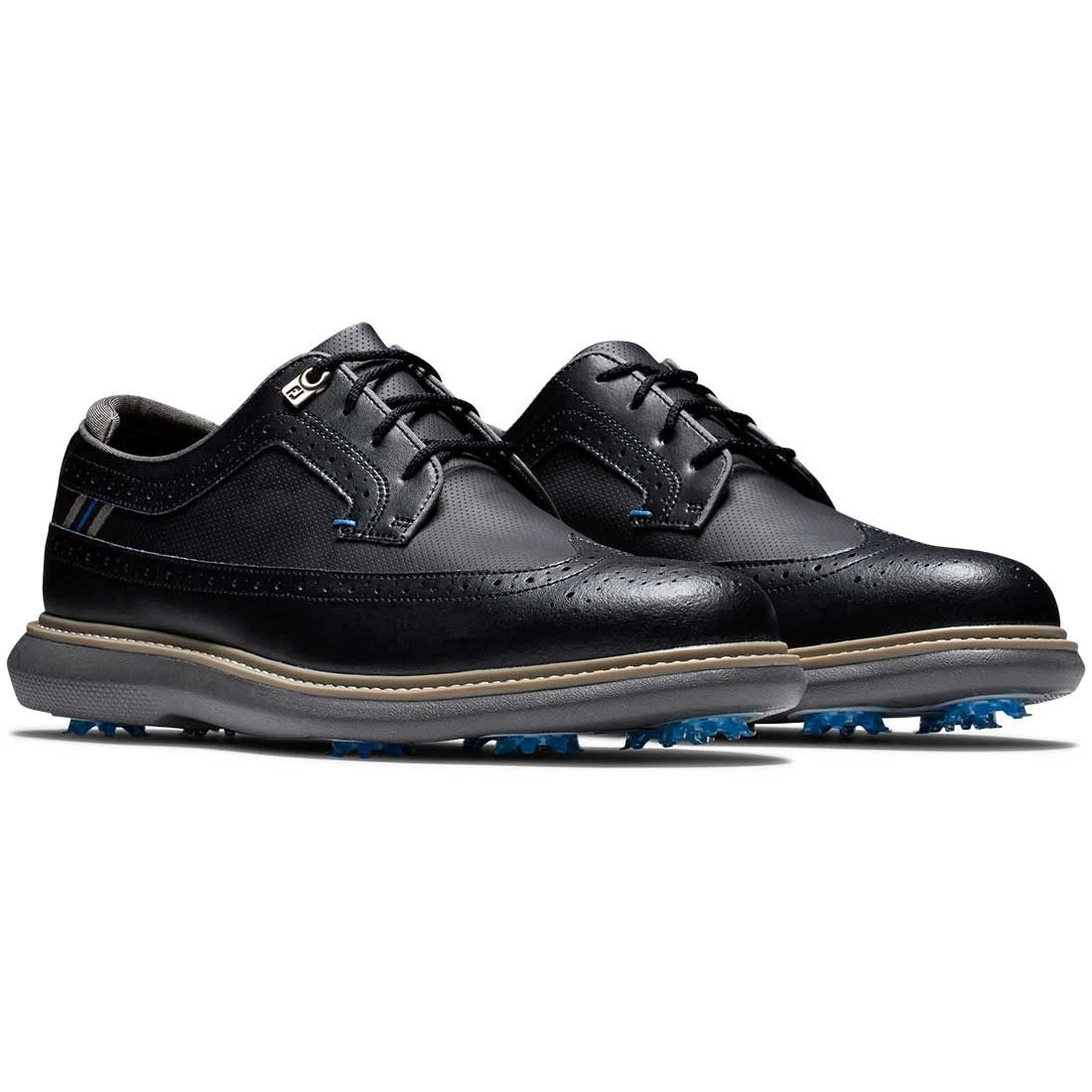 FootJoy Traditions Wing Tip Golf Shoes Black/Blue/Grey 4 FootJoy Traditions Wing Tip Golf Shoes Black/Blue/Grey - Image 4