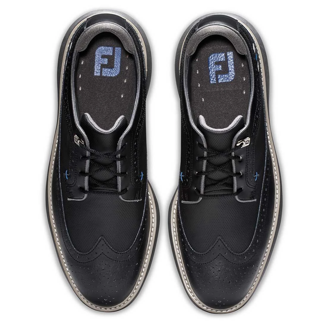 FootJoy Traditions Wing Tip Golf Shoes Black/Blue/Grey 7 FootJoy Traditions Wing Tip Golf Shoes Black/Blue/Grey - Image 7