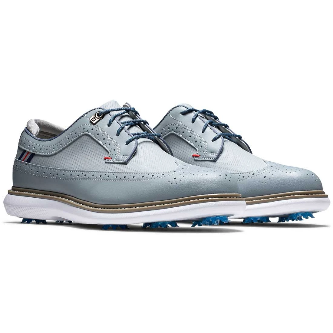 FootJoy Traditions Wing Tip Golf Shoes Grey/Navy/Red 4 FootJoy Traditions Wing Tip Golf Shoes Grey/Navy/Red - Image 4