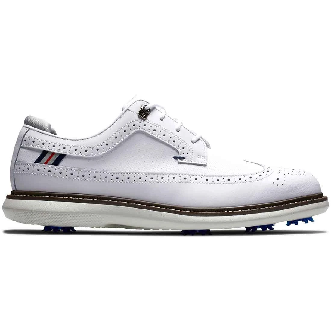FootJoy Traditions Wing Tip Golf Shoes White/Navy/Grey 1 FootJoy Traditions Wing Tip Golf Shoes White/Navy/Grey