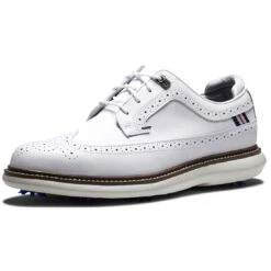 FootJoy Traditions Wing Tip Golf Shoes White/Navy/Grey 12 FootJoy Traditions Wing Tip Golf Shoes White/Navy/Grey -Callaway Store footjoy traditions wing tip golf shoes white navy grey toe itempicture