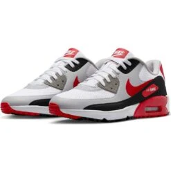 Nike Air Max 90 G Golf Shoes White/University Red -Callaway Store nike air max 90 g golf shoes white university red black pair itempicture
