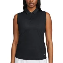 Nike Women's Dri-FIT Victory Sleeveless Polo 13 Nike Women's Dri-FIT Victory Sleeveless Polo -Callaway Store nike womens dri fit victory sleeveless polo black front itempicture