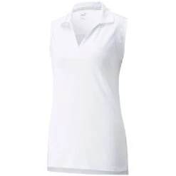 Puma Women's CLOUDSPUN Coast Sleeveless Polo 12 Puma Women's CLOUDSPUN Coast Sleeveless Polo -Callaway Store puma 2022 womens cloudspun coast sleeveless polo white itempicture