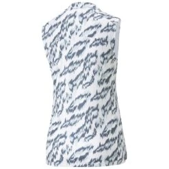 Puma Women's MATTR Animal Sleeveless Polo -Callaway Store puma 2023 womens mattr animal sleeveless polo bright white evening sky back itempicture
