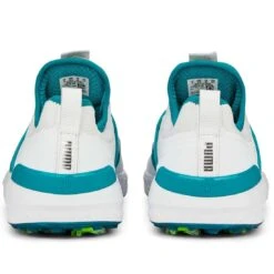 Puma Ignite Articulate Disc Golf Shoes White/Silver/Green Lagoon -Callaway Store puma ignite articulate disc white silver green lagoon 376079 08 heel itempicture