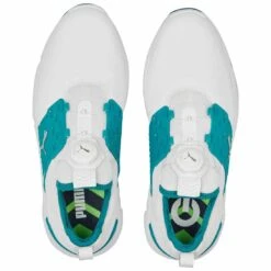 Puma Ignite Articulate Disc Golf Shoes White/Silver/Green Lagoon -Callaway Store puma ignite articulate disc white silver green lagoon 376079 08 top itempicture