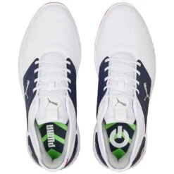 Puma Ignite Elevate Golf Shoes White/Silver/Navy 9 Puma Ignite Elevate Golf Shoes White/Silver/Navy -Callaway Store puma ignite elevate golf shoes white silver navy 376077 04 top itempicture