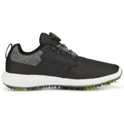 Puma Juniors Ignite PWRCAGE Golf Shoes Black/Metallic Silver -Callaway Store puma juniors ignite pwrcage golf shoes black silver 376784 02 profile2 itempicture