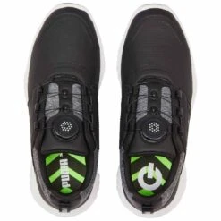 Puma Juniors Ignite PWRCAGE Golf Shoes Black/Metallic Silver -Callaway Store puma juniors ignite pwrcage golf shoes black silver 376784 02 top itempicture