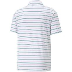 Puma MATTR Striper Polo 7 Puma MATTR Striper Polo -Callaway Store puma mattr striper polo bright white green lagoon back itempicture