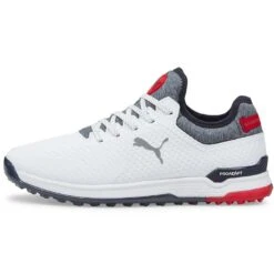 Puma Proadapt Alphacat Golf Shoes White/Navy Blazer/High Risk Red