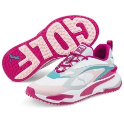Puma Women's GS-Fast Golf Shoes White/Chalk Pink/Porcelain 7 Puma Women's GS-Fast Golf Shoes White/Chalk Pink/Porcelain -Callaway Store puma womens gs fast golf shoes white chalk pink porcelain pair itempicture