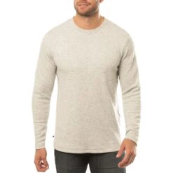 TravisMathew Cloud Waffle Crew -Callaway Store travismathew waffle cloud crew heather light grey front itempicture