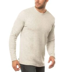 TravisMathew Cloud Waffle Crew -Callaway Store travismathew waffle cloud crew heather light grey side itempicture